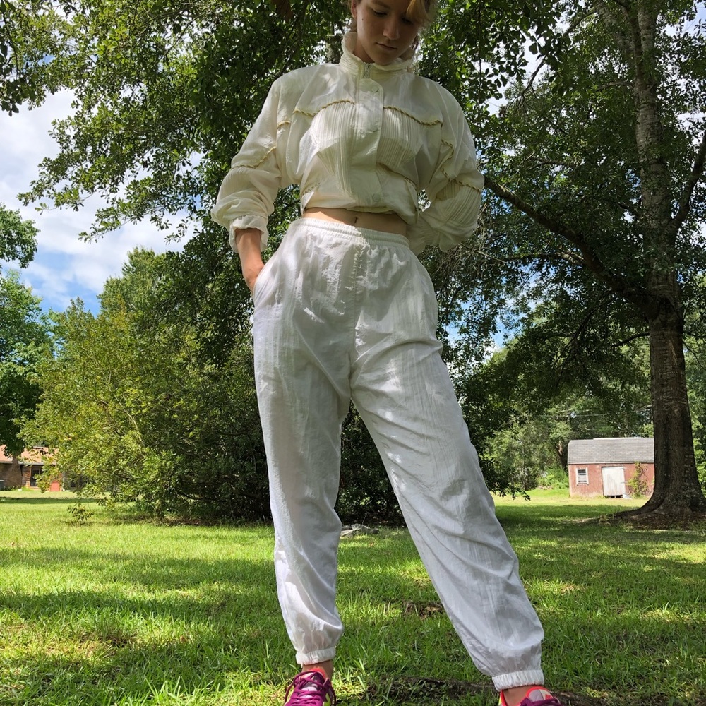 Vintage 80s white & gold tracksuit unisex - Picture 2 of 7